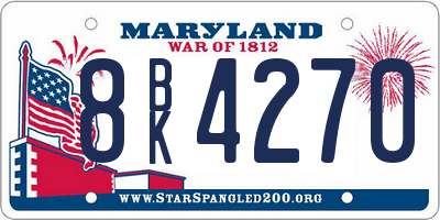 MD license plate 8BK4270