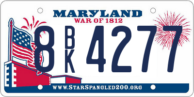 MD license plate 8BK4277