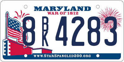 MD license plate 8BK4283