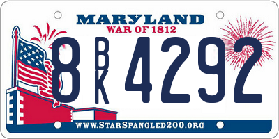 MD license plate 8BK4292
