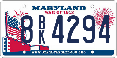 MD license plate 8BK4294