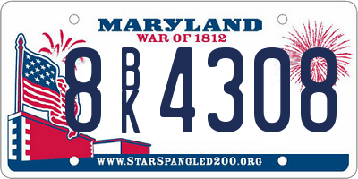 MD license plate 8BK4308