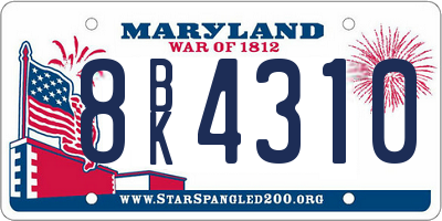 MD license plate 8BK4310