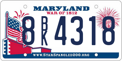 MD license plate 8BK4318