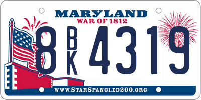 MD license plate 8BK4319