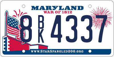 MD license plate 8BK4337