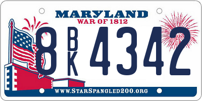 MD license plate 8BK4342