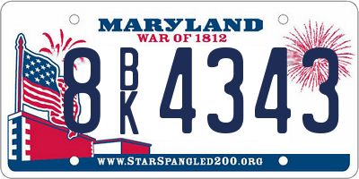 MD license plate 8BK4343