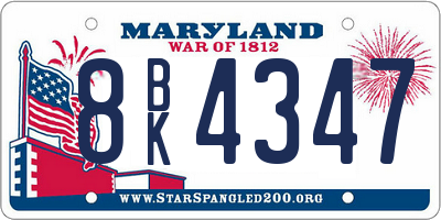 MD license plate 8BK4347