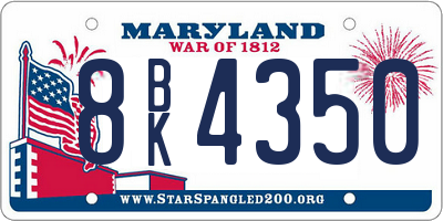 MD license plate 8BK4350