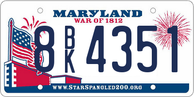 MD license plate 8BK4351