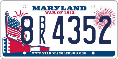 MD license plate 8BK4352