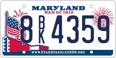 MD license plate 8BK4359