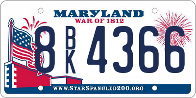 MD license plate 8BK4366
