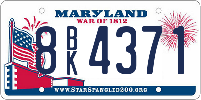 MD license plate 8BK4371