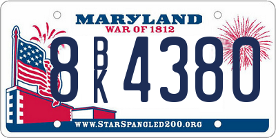 MD license plate 8BK4380