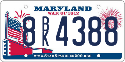 MD license plate 8BK4388