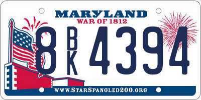 MD license plate 8BK4394