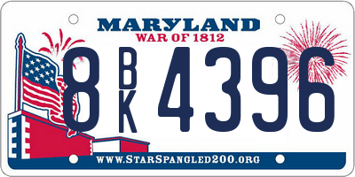 MD license plate 8BK4396