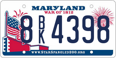 MD license plate 8BK4398