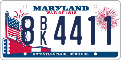 MD license plate 8BK4411