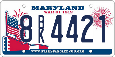 MD license plate 8BK4421