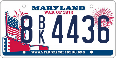 MD license plate 8BK4436