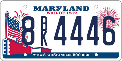 MD license plate 8BK4446
