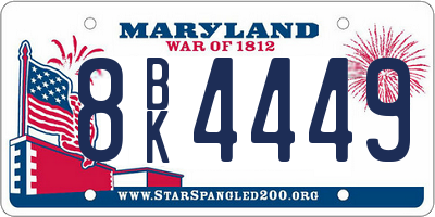 MD license plate 8BK4449