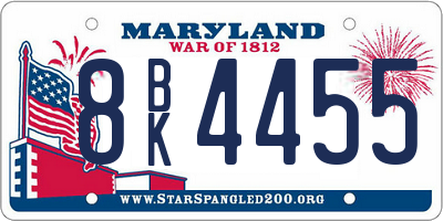 MD license plate 8BK4455