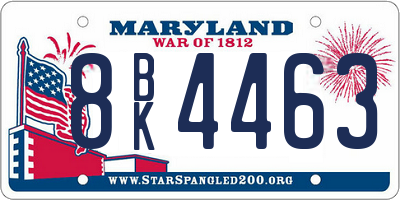 MD license plate 8BK4463