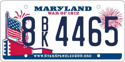 MD license plate 8BK4465