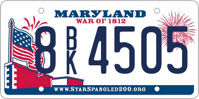 MD license plate 8BK4505