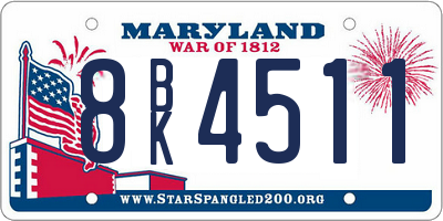 MD license plate 8BK4511