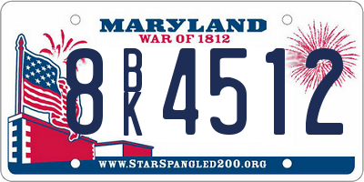 MD license plate 8BK4512