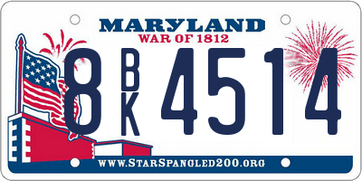 MD license plate 8BK4514