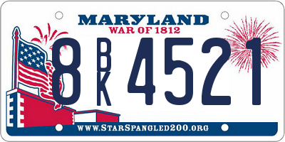 MD license plate 8BK4521