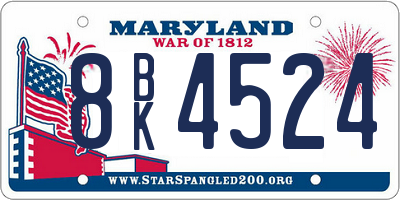 MD license plate 8BK4524