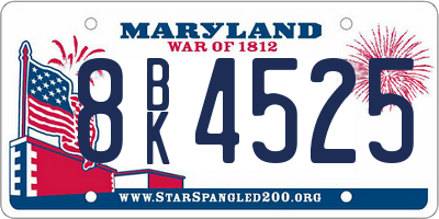 MD license plate 8BK4525