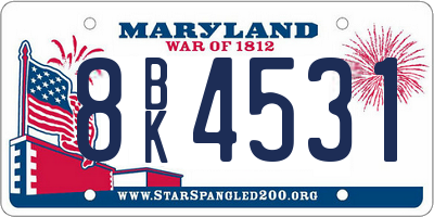 MD license plate 8BK4531