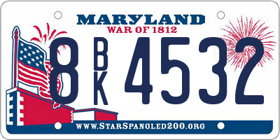MD license plate 8BK4532