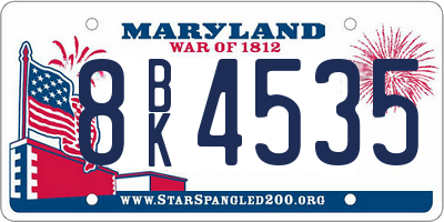MD license plate 8BK4535