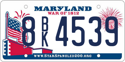 MD license plate 8BK4539