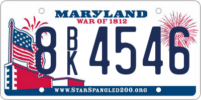 MD license plate 8BK4546