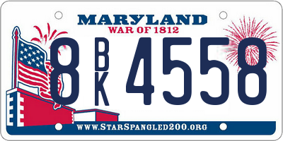 MD license plate 8BK4558