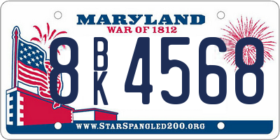 MD license plate 8BK4568