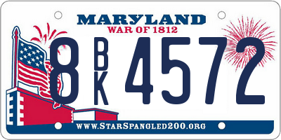 MD license plate 8BK4572