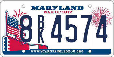 MD license plate 8BK4574