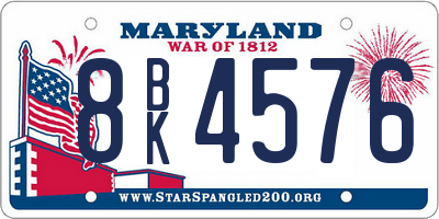 MD license plate 8BK4576