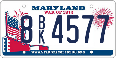 MD license plate 8BK4577